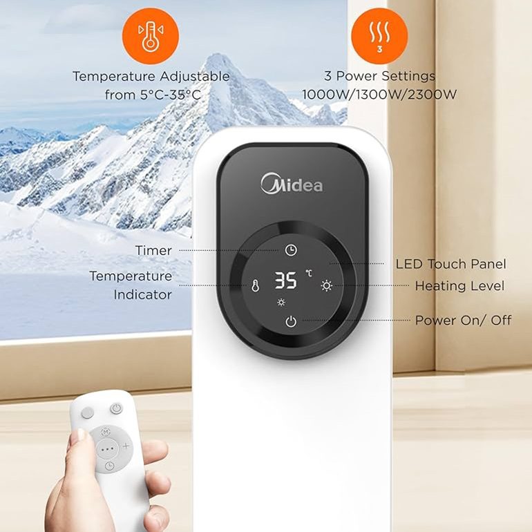 شوفاژ برقی 11 پره میدیا مدل MHO231R11BPW — تصویر ۳